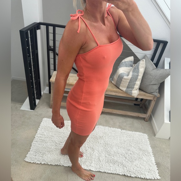 Wild fable pink tie strap bodycon mini dress summer beach pool vacation party S - Picture 5 of 10